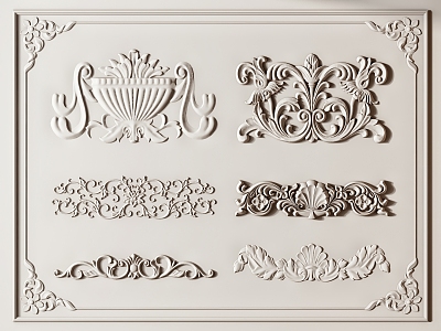 French carved plaster 3d model