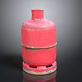 Red Worn Gas Cylinder with Rusty Base for Common Household Daily Use Essentials
