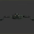 Futuristic Sci Fi Spaceship Model With Green Body And Red Accent Stripes