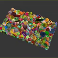 Pile of Colorful Assorted Food Including Fruits Vegetables And Drinks