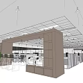 Modern Public Office Space Layout With Workstations Storage Units And Ceiling Lights 3d model