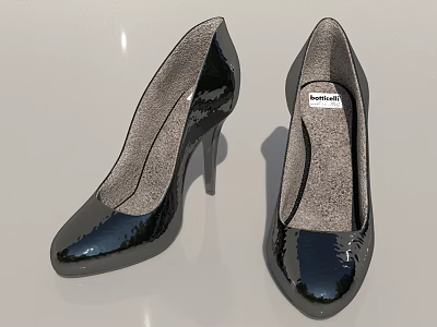 Chic Black Patent Leather High Heels Stiletto Design For Women 3d model