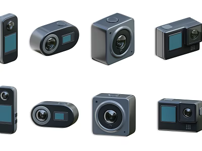Multiple Design Compact Digital Cameras With HD Lens And Screen 3d model