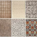 Square Rugs with Various Geometric Patterns and Modern Designs in Neutral Tones 3d model