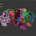 Mechanical Beast With Metallic Body Red Black Armor And Mechanical Joints Gear Details