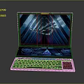 Futuristic Gaming Laptop With Illuminated Screen RGB Keyboard And Sleek Design
