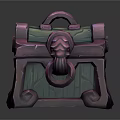 Vibrant Purple Green Treasure Chest With Decorative Lock And Hanging Gem