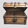 Vintage Wooden Chest Open Lid with Spacious Interior Metal Hardware and Leather Straps