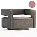 Modern Single Sofa With Grey Fabric Upholstery Circular Base And Pink Accent Details