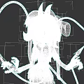 Game Movie Character With Black Long Hair White Bow Black Dress Yellow Flower And White Tentacles