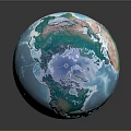 Blue Globe With Continents And Oceans On Smooth Surface And Gray Background