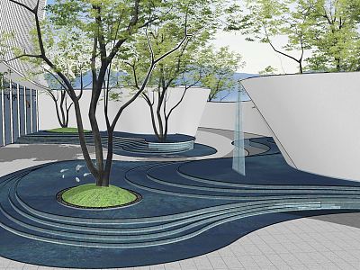 Modern garden landscape demonstration area landscape curve streamline special-shaped landscape wall overlapping waterscape model