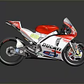 Ducati Red And White Racing Motorcycle With Streamlined Body Black Wheels And Sponsor Logos