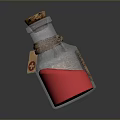 Decorative Glass Bottle With Cork Stopper Red Powder And Leather Tag