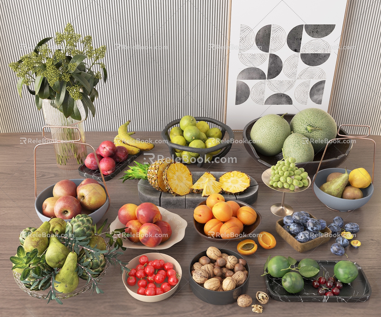 Modern fruit fruit combination 3d model