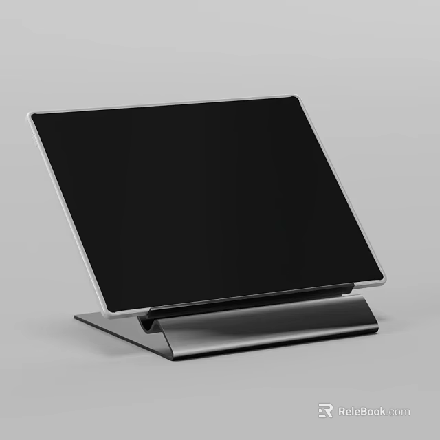 Sleek Tablet Computer With Black Screen Silver Frame And Stand 3d model 