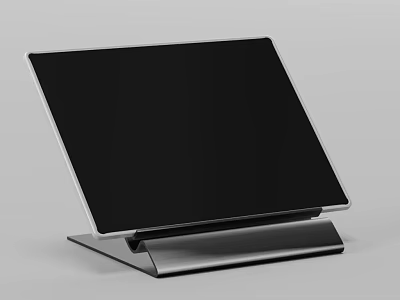 Sleek Tablet Computer With Black Screen Silver Frame And Stand 3d model