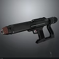 Futuristic Sci Fi Weapon Black With Red Accents Modern Design Sleek Appearance And Detailed Structure