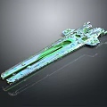 Cosmic Spacecraft Structural Part Featuring Green Blue Accents And Metallic Finish