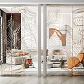 Modern Screen Metal Partition Screen 3d model