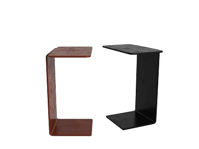 Modern Minimalist Side Tables in Brown and Black Wooden Design 3d model
