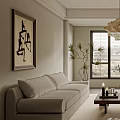 Modern Living Room Interior With Light Gray Sofa Coffee Table Floor To Ceiling Windows And Blinds