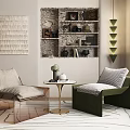 Quiet leisure sofa combination leisure single sofa combination 3d model