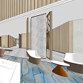 Modern Hotel Lobby Interior With Wooden Walls Stone Screens And Marble Flooring