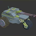 Blue And Green Toy Tank With Large Wheels Double Cannons And Antenna