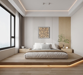 Log wind tatami bedroom 3d model