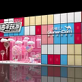 Youth Players Vibrant Colorful Cube Building Exhibition Hall With Entrance And Figures