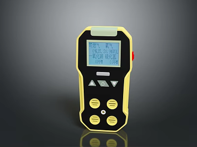 Portable Chemical Weapon Gas Detector With Yellow Black Casing Screen And Gas Concentration 3d model