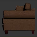 Brown Fabric Two-Seater Sofa with Plaid Decorative Pillows and Stitched Details