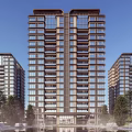 Modern Luxury Residential Building Exterior With Balconies Greenery And Lounge Chairs