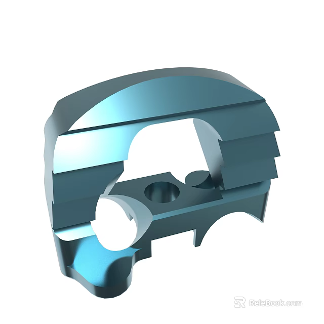 3D Rendered Blue Metallic Industrial Component With Holes And Structural Design 3d model 