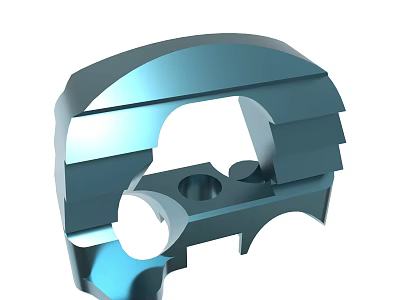 3D Rendered Blue Metallic Industrial Component With Holes And Structural Design 3d model