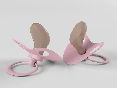 Pink Baby Pacifiers with Soft Silicone Nipple and Ring Handle Design 3d model