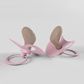 Pink Baby Pacifiers with Soft Silicone Nipple and Ring Handle Design 3d model