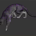 Stylish Purple Patterned Leopard In Dynamic Jumping Pose Against Dark Background