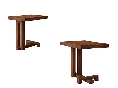 Wooden Side Tables With Square Top And Cross Legs In Modern Design 3d model