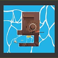 3D Windmill Model Kit Featuring Orange Blades Blue Water Base And Small House Platform