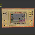 Vintage Electronic Device With Red Beige Frame Screen And Control Buttons