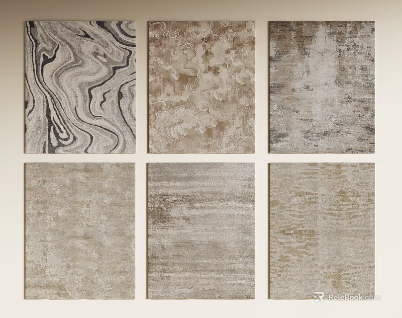 Square Rugs Displaying Various Textures Neutral Tones And Modern Designs 3d model 