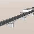 Modern Landscape Bridge with Street Lamps White Railing and Arched Design Over Green Grass
