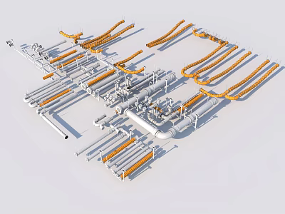 Industrial Equipment Collection Featuring Metal Pipes Valves And Mechanical Components 3d model