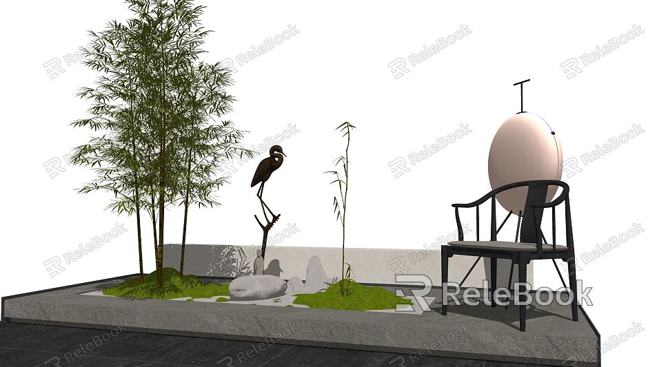 New Chinese Landscape Setches Courtyard Landscape Setches model