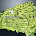 Golf Course Layout Design With Green Fairways Water Hazards And Sand Bunkers