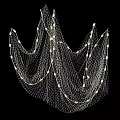 Elegant Decorative Chandelier With Metal Mesh And Small Yellow Lights In Flowy Net Like Structure