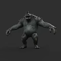 Fierce Spiked Back Game Monster Character With Horned Head And Bulky Limbs
