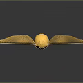 Golden Airplane Model With Intricate Wing Design And Spherical Body Structure 3d model